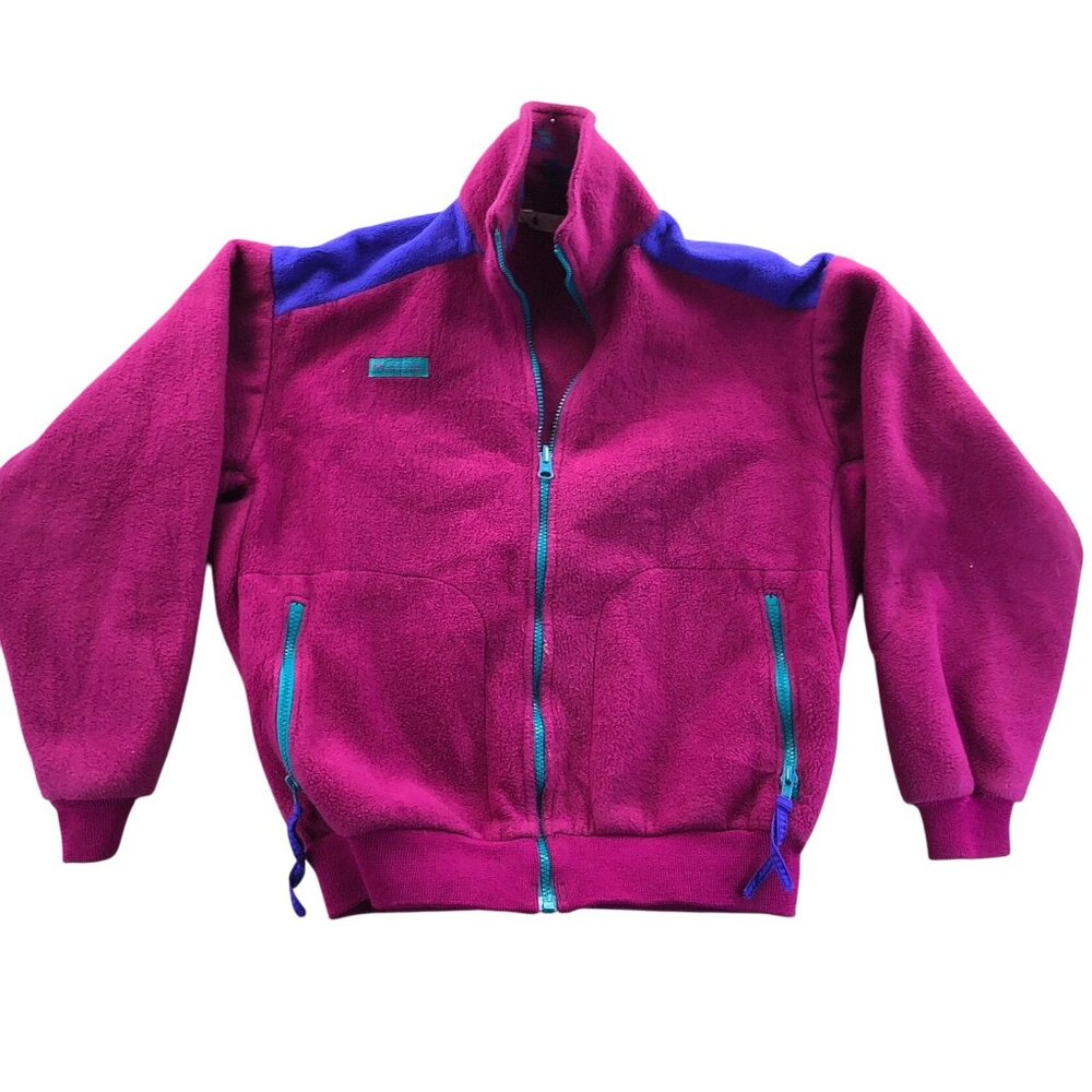 Vintage Columbia Womens Fleece Jacket Medium Radial Sleeve Full Zip Cozy Winter